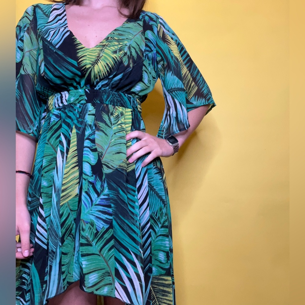 Dress with palm print